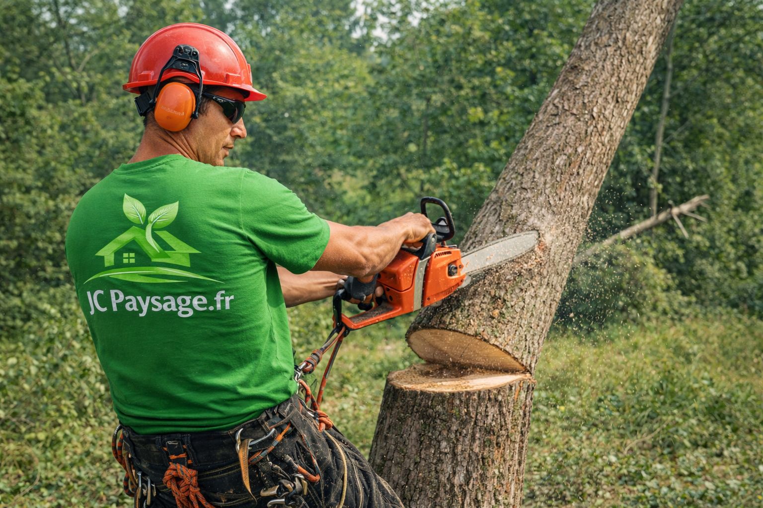 Travaux d'abattage réalisés par JC Paysage